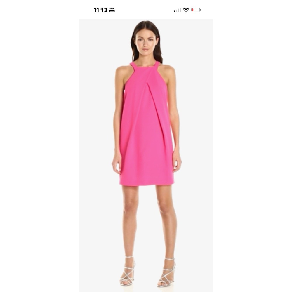 Trina Turk Felisha Halter Dress Sz 4 Pink Coral Pleated Shift Wedding Guest - Picture 12 of 12